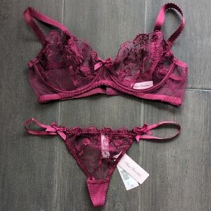 Agent Provocateur Burgundy Lace Bra Set